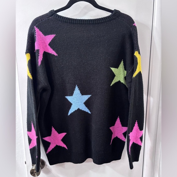 Neon Star Black Sweater 80s Woman’s size S - Picture 3 of 3